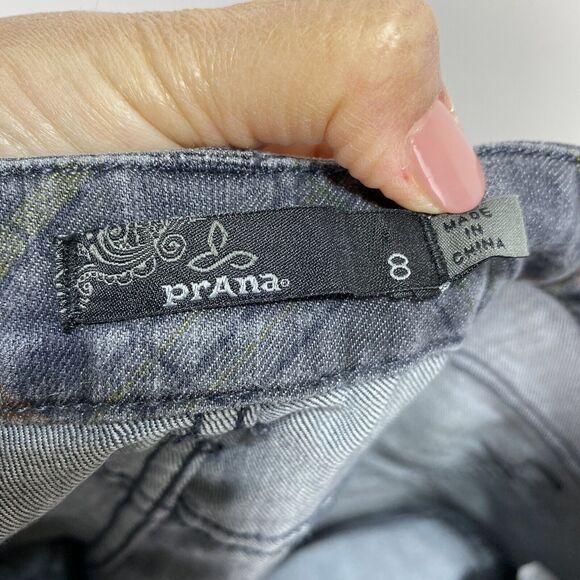 prAna Breathe Womens Size 8 Skinny Jeans Gray Plaid Ankle Zipper Stretch Casual - Picture 4 of 12